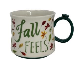 Anthropologie Fall Feels Festivities Ceramic Leaf Print Autumnal Coffee Mug Tea